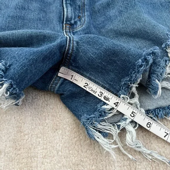 Abercrombie & Fitch Curve Love 4" High Rise Mom Jeans Denim Shorts 29/8 Blue - Picture 5 of 9